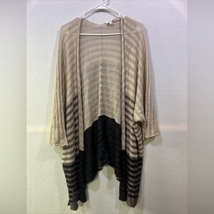 J. Jill Striped Linen&Rayon&Cotton Drape Open Style Sweater Jacket Women M